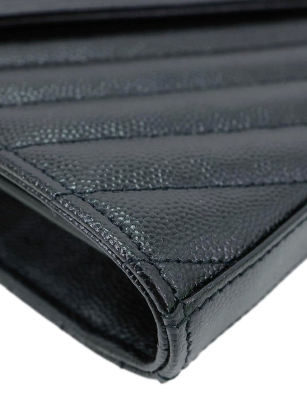 Yves Saint Laurent Cassandra Matelasse Grain De Poudre Chain Wallet Black - Picture 9 of 15